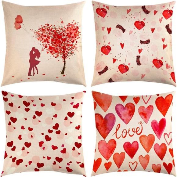 4 Pack Valentine's Day Throw Pillow Covers 18x18 Inch Holiday Home Decoration - Picture 8 of 8